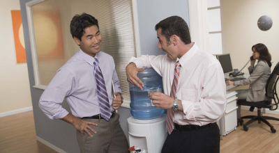 Men at water cooler