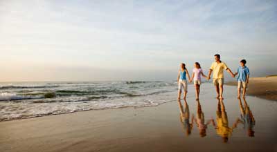 Family on beach