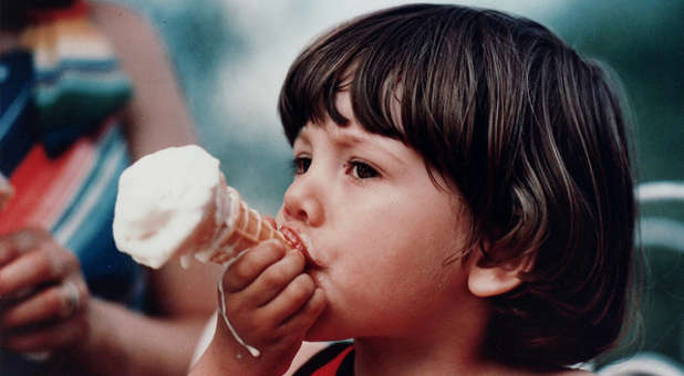 Boy eating ice cream