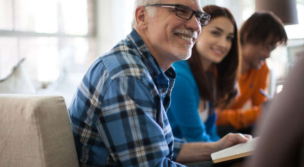 A mixed Bible study of senior and younger adults can help attract younger families to your church.