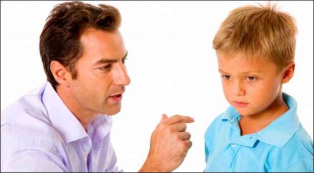 Father talking with son